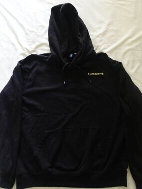 Divided Black Hoodie with Small Yellow Reactive Logo